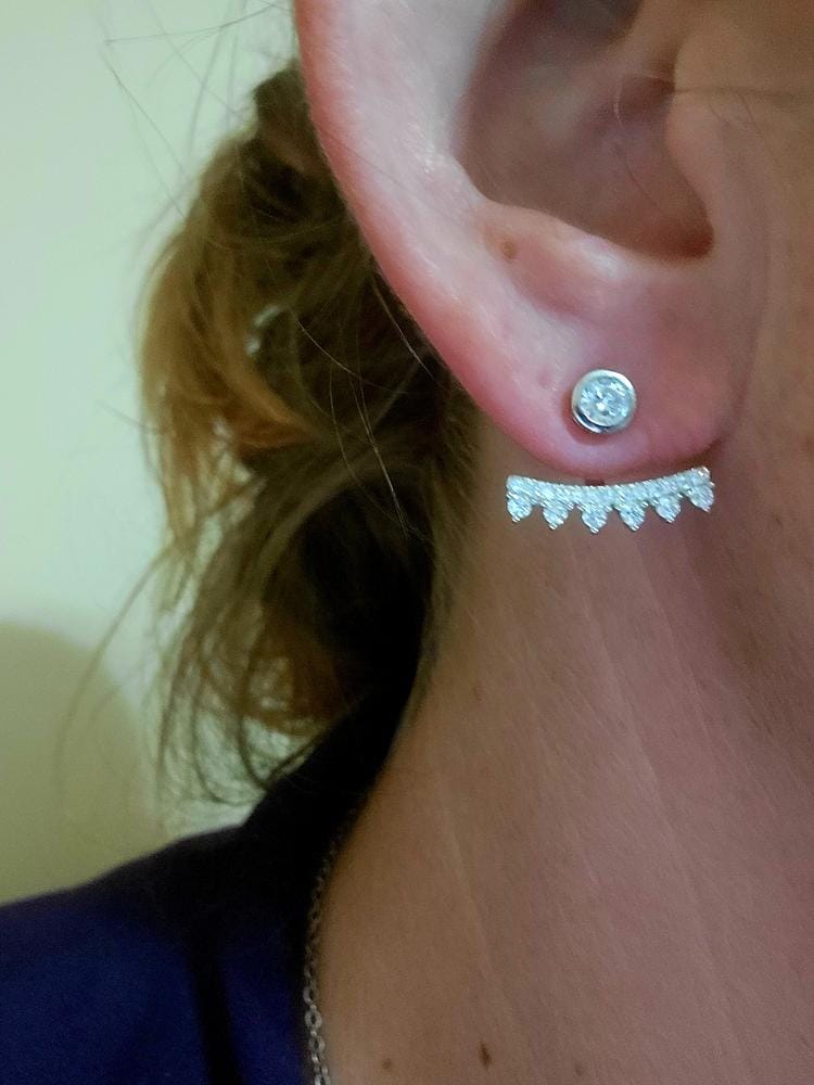 Customer photo review of Stephanie Sterling Silver Drop Stud Earrings with Simulated Diamond Crystals — Final Sale