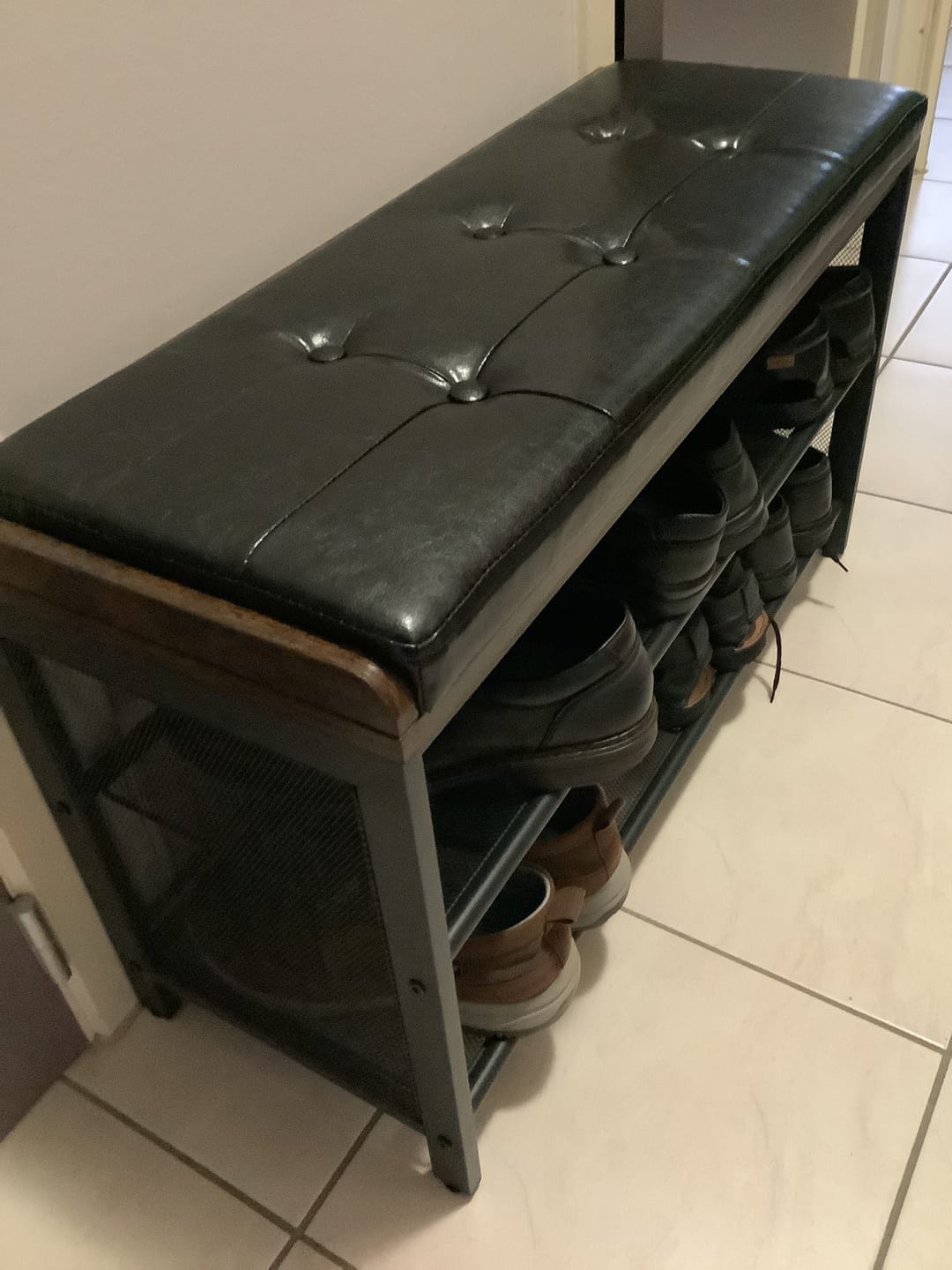 Customer photo review of Schoenenrek industrieel met bank | Houtlook en Staal | 80x30x48cm