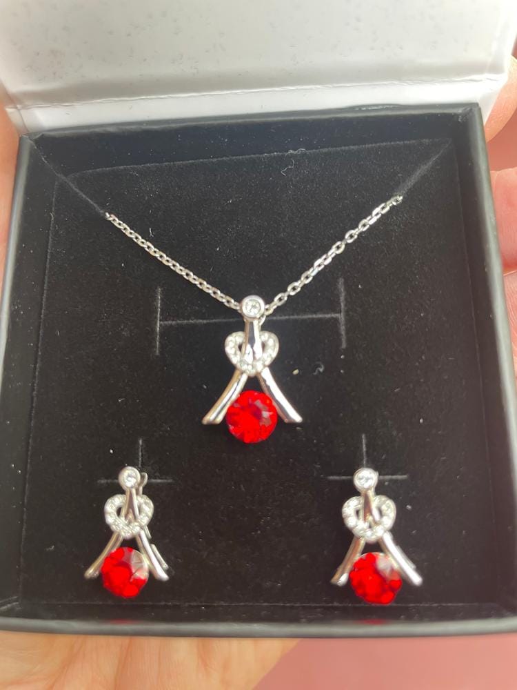 Customer photo review of Serenity Birthstone 18k White Gold Plated Necklace with Round Cut Swarovski Crystals