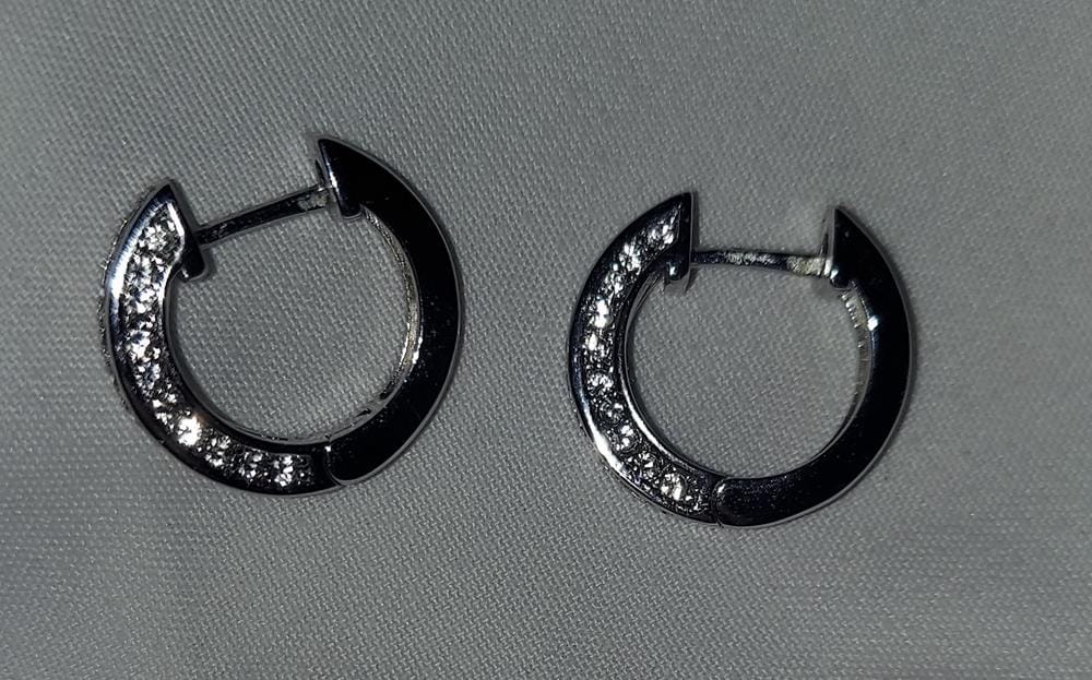 Customer photo review of Viviana 18k White Gold Plated 17mm Hoop Earrings with Swarovski Crystals