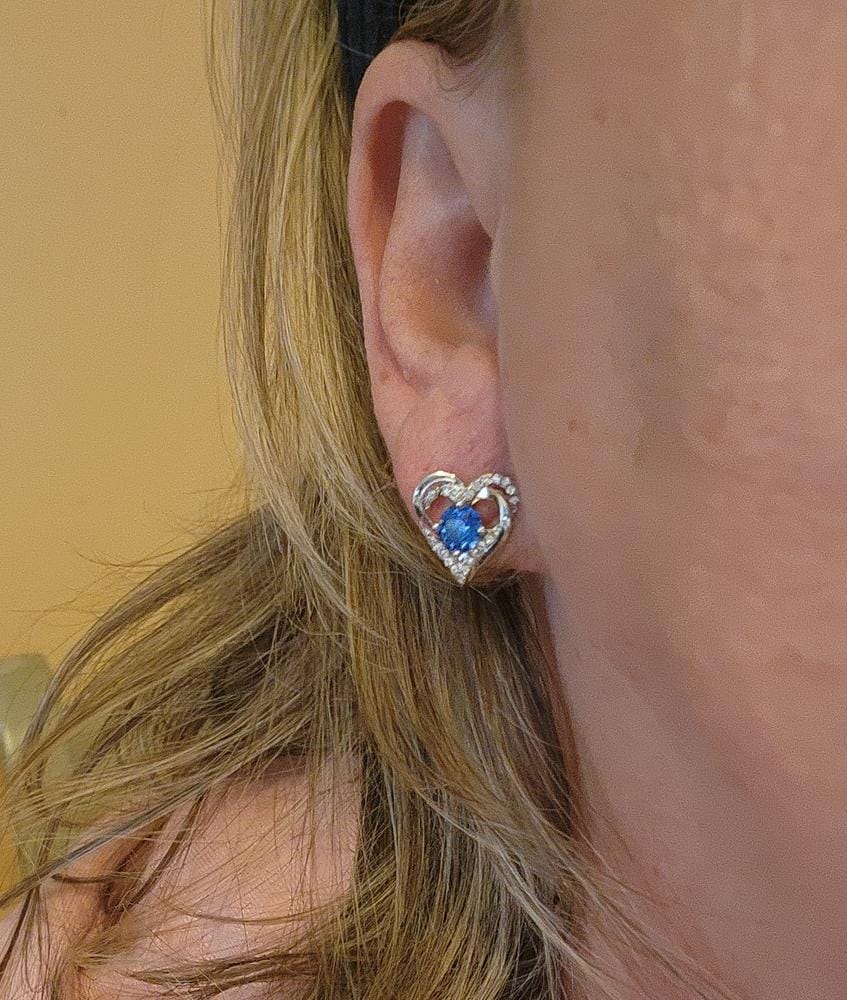 Customer photo review of Forever Birthstone 18k White Gold Plated Double Heart Necklace with Swarovski Crystals