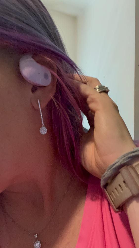 Customer photo review of Hazel 18k White Gold Plated Silver Drop Dangle Earrings with Simulated Diamond Crystals - Final Sale