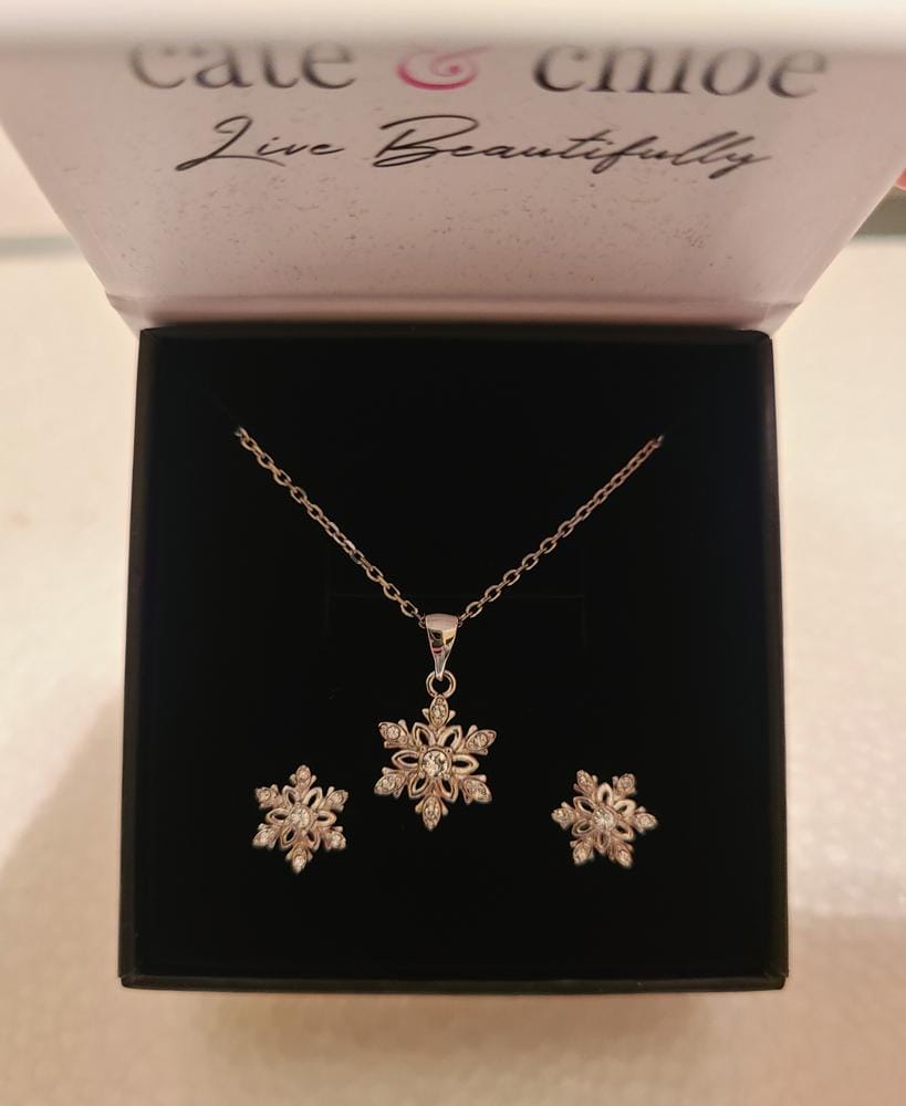 Customer photo review of Sunny 18k White Gold Plated Necklace and Stud Earrings Jewelry Set with Swarovski Crystals