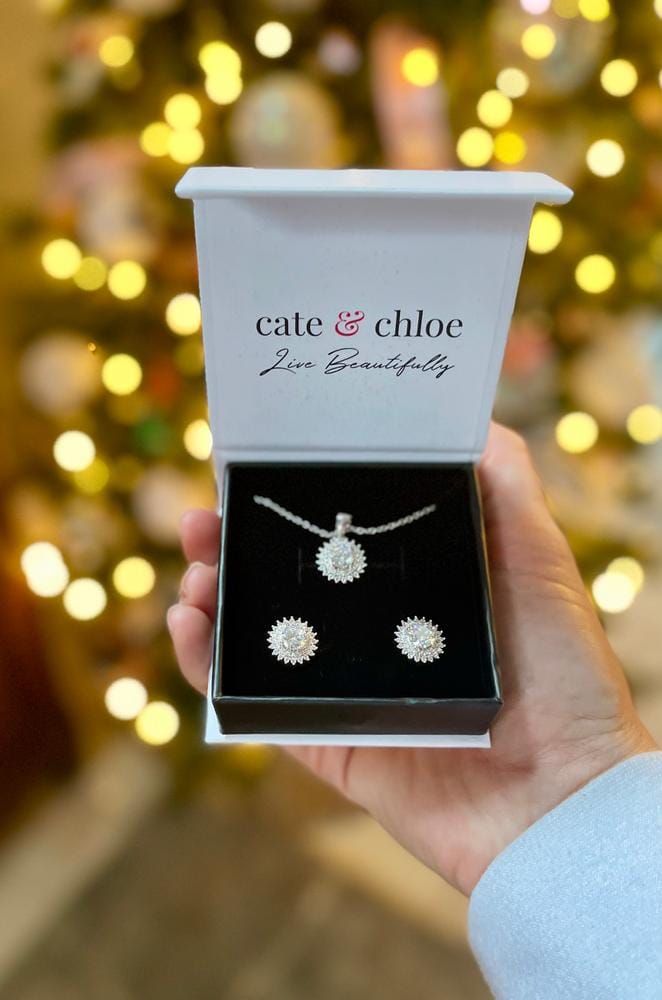Customer photo review of Cordelia 18k White Gold Plated Silver Pendant Necklace with Simulated Diamond Crystals