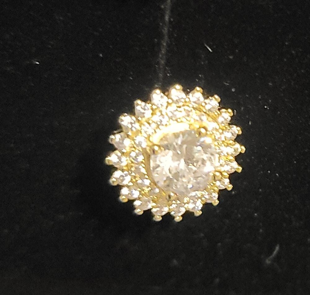 Customer photo review of Cordelia 18k White Gold Plated Stud Earrings with Round Cut Simulated Diamond Crystals - Final Sale