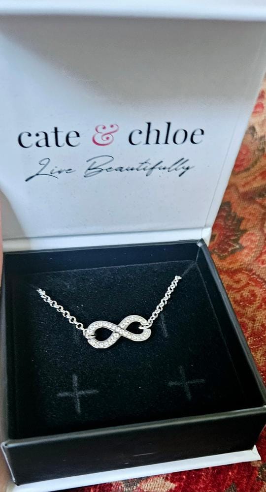 Customer photo review of Morgan 18k White Gold Plated Infinity Bracelet with Swarovski Crystals
