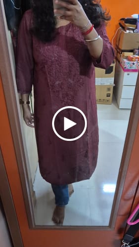 Customer video review of Farhaa Chocolate Brown Ombre Long Rayon Kurta
