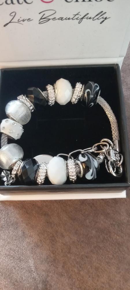 Customer photo review of Aurora 18k White Gold Plated Beaded Bracelet with Swarovski Crystals
