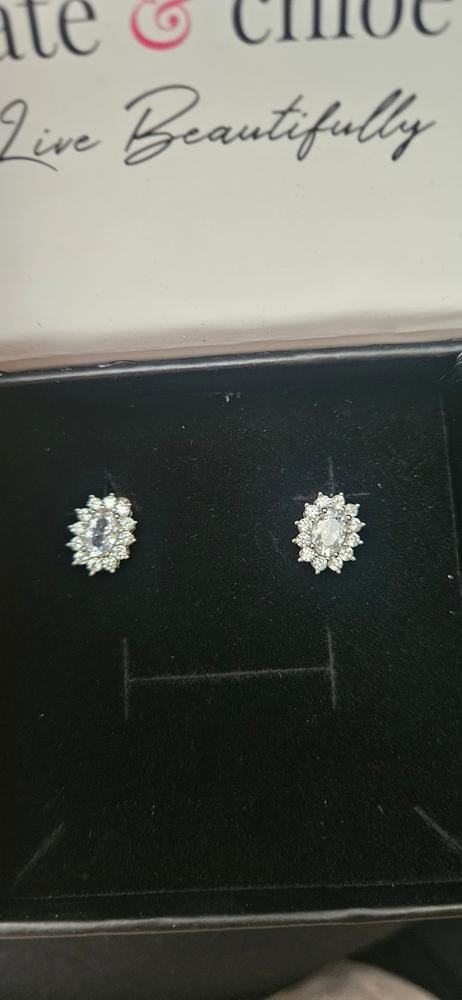 Customer photo review of Eloise 18k White Gold Plated Stud Earrings with Solitaire Round Cut Swarovski Crystal
