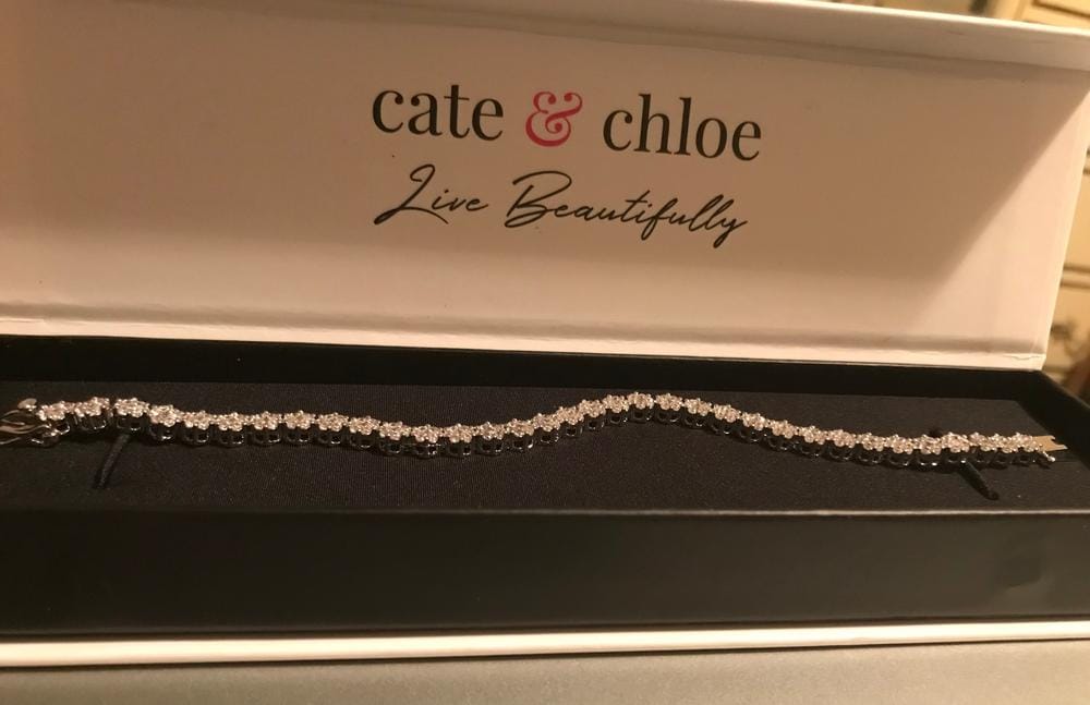 Customer photo review of Ally 18k White Gold Plated Tennis Bracelet with Simulated Diamond Crystals