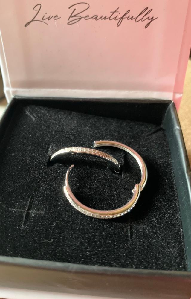 Customer photo review of Moissanite by Cate & Chloe Delaney 18k White Gold Plated 25mm 925 Sterling Silver Stud Earrings 0.23tcw