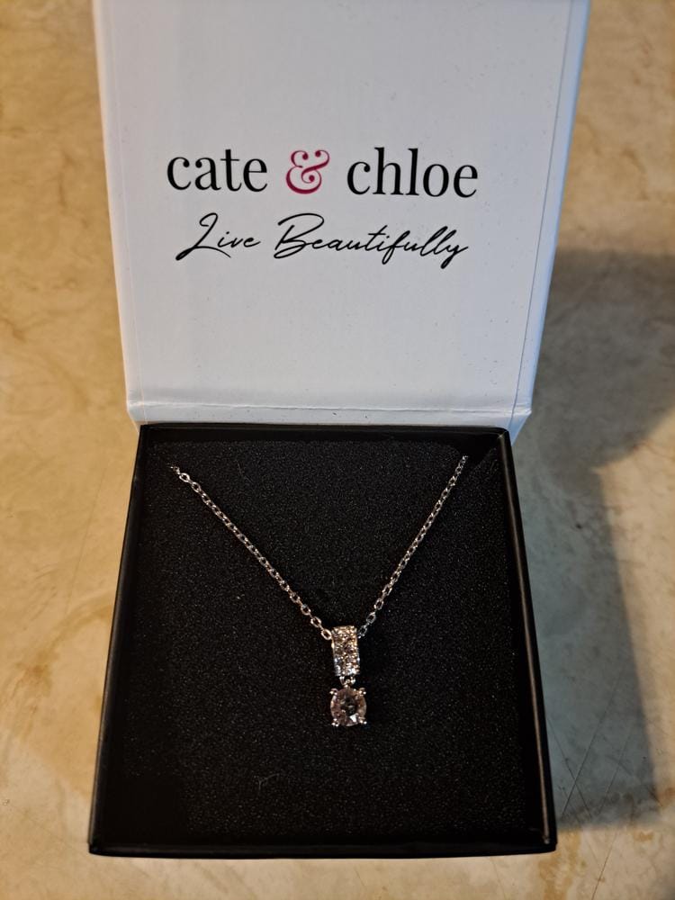 Customer photo review of Monroe 18k White Gold Pendant Necklace with Round Cut Swarovski Crystals