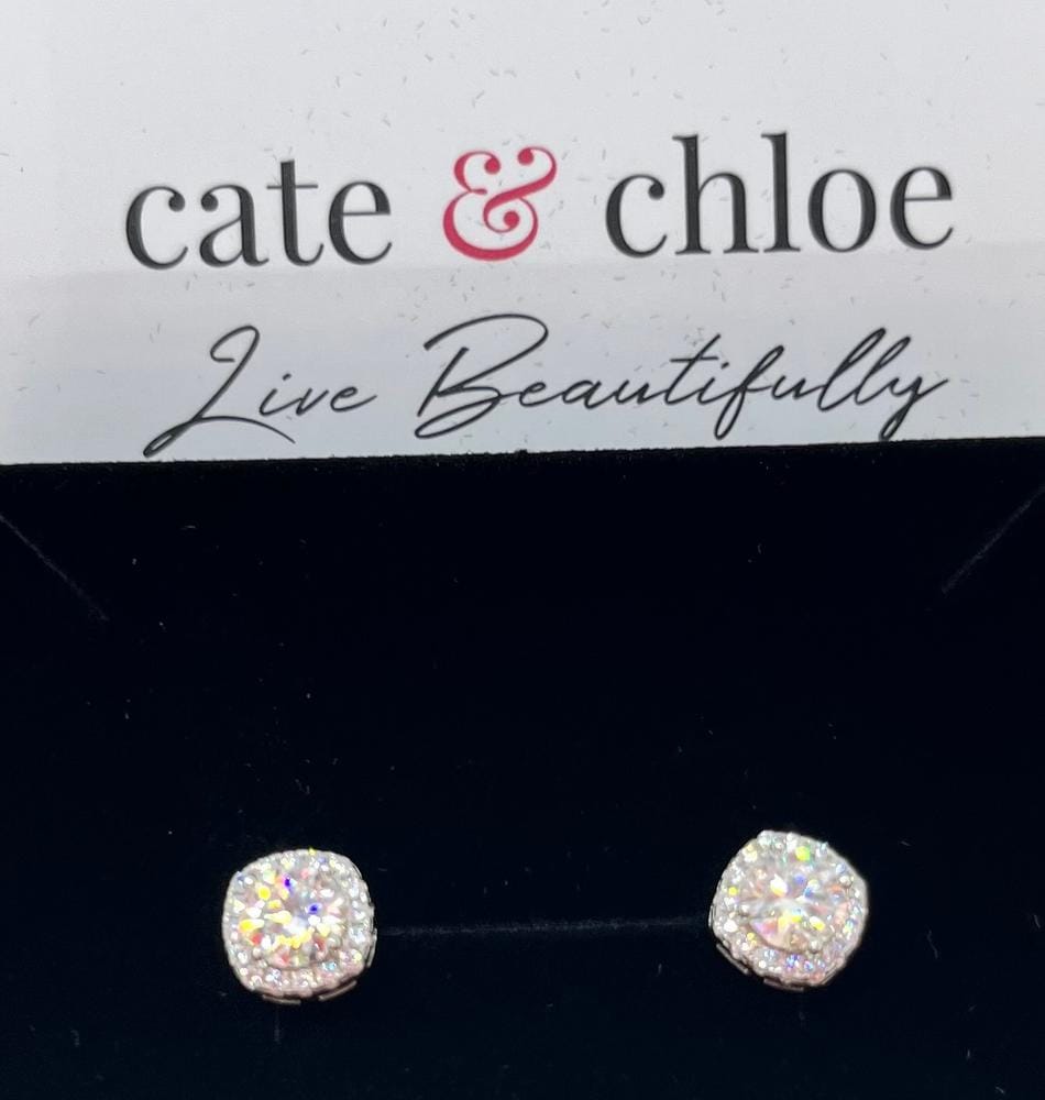 Customer photo review of Moissanite by Cate & Chloe Hannah 18k Gold Plated 925 Sterling Silver Stud Earrings 1.16tcw