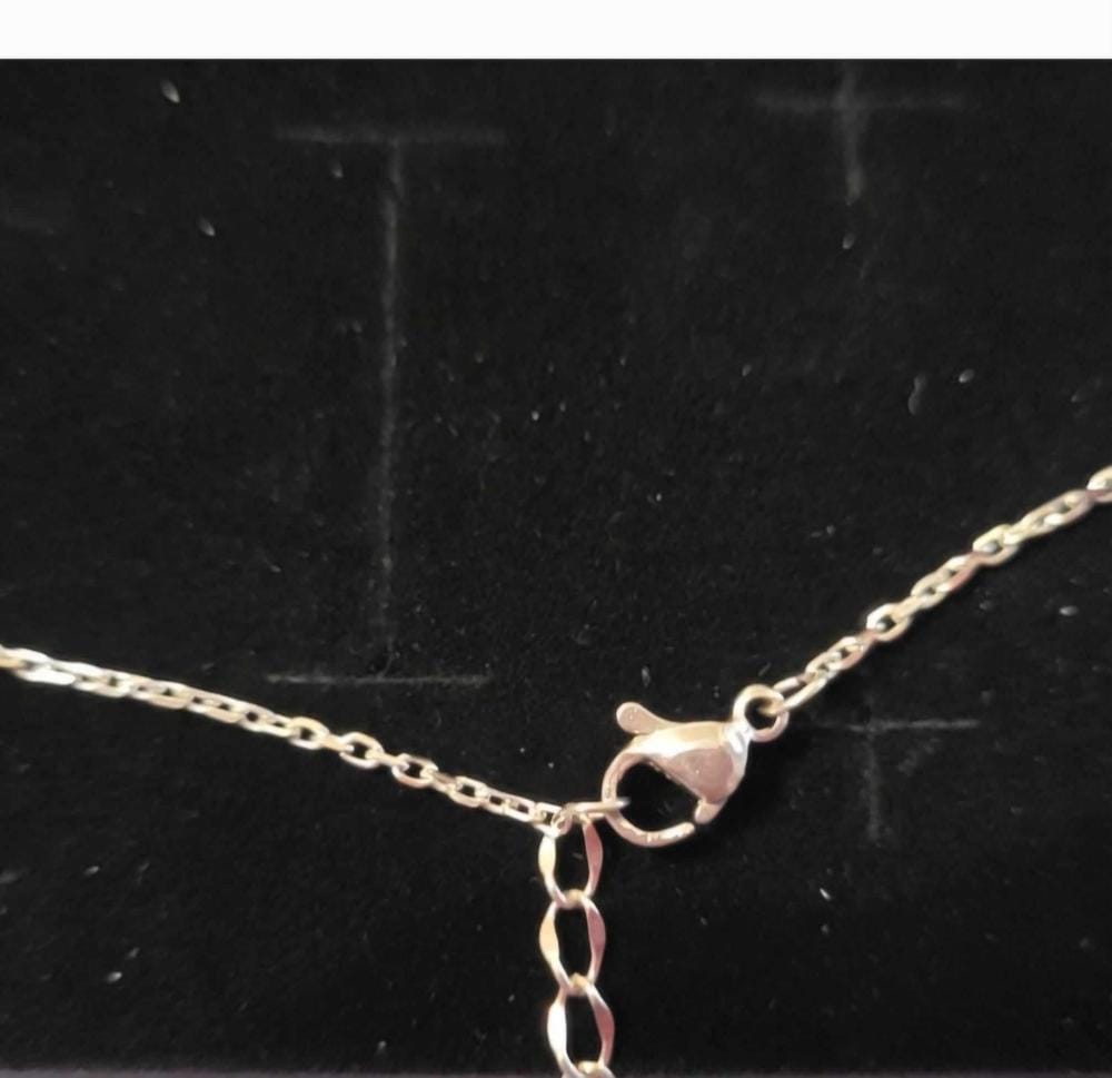 Customer photo review of Dahlia 18k White Gold Plated 13mm Hoop Necklace with Swarovski Crystal