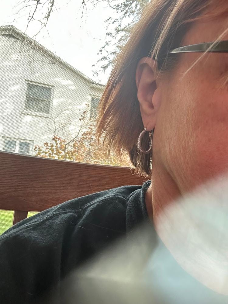 Customer photo review of Margot 18k White Gold Plated 24mm Hoop Earrings with Simulated Diamond Crystals
