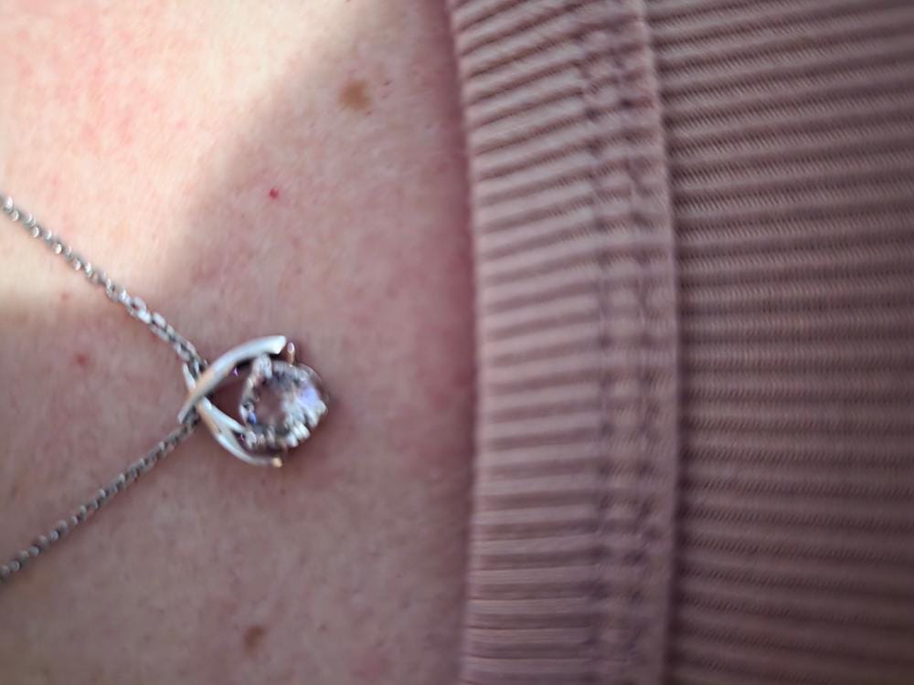 Customer photo review of Eloise 18k White Gold Plated Pendant Necklace with Round Cut Swarovski Crystal