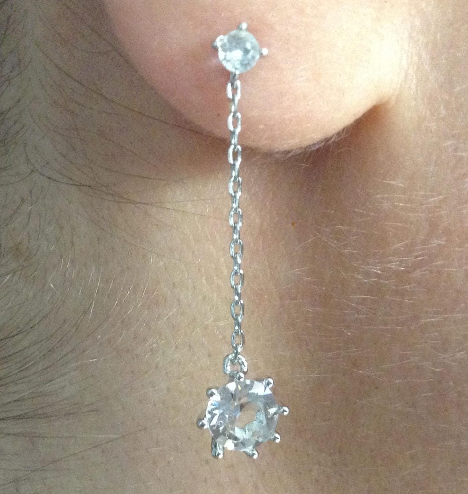 Customer photo review of Jessie 18K White Gold Plated Dangle Stud Earrings with Swarovski Crystals