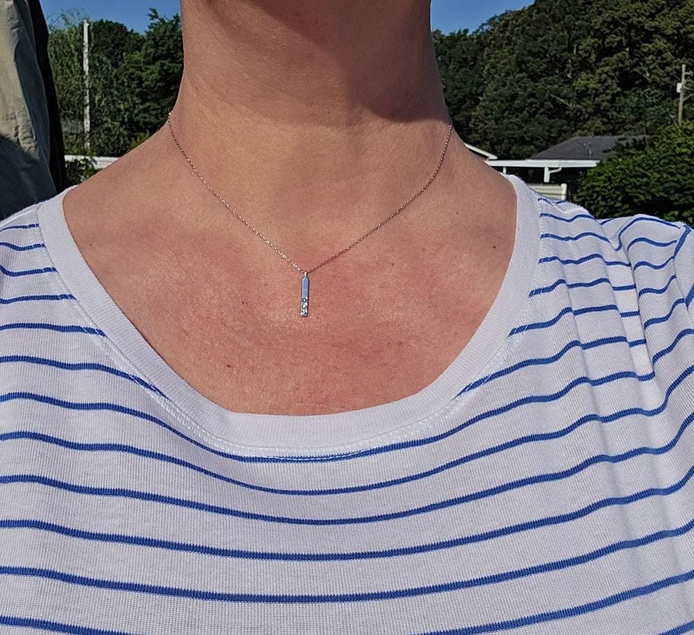 Customer photo review of Tessa 18k White Gold Plated Bar Necklace with Swarovski Crystals