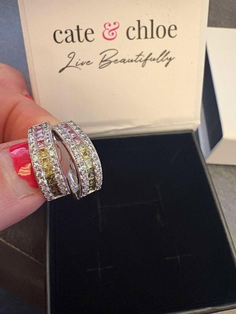 Customer photo review of Rachel 18k White Gold Plated 19mm Hoop Earrings with Swarovski Crystals