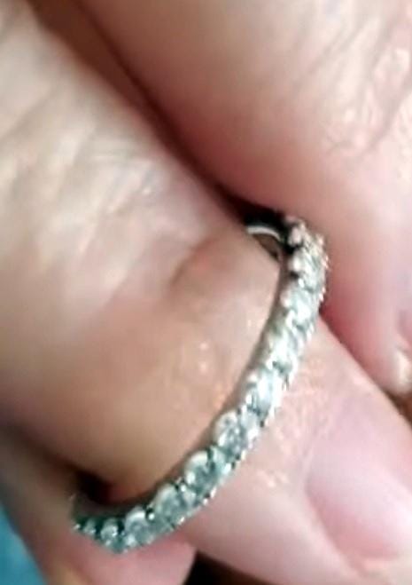 Customer photo review of Moissanite by Cate & Chloe Sadie 0.9tcw Round Cut 925 Sterling Silver 18k White Gold Plated Wedding Band