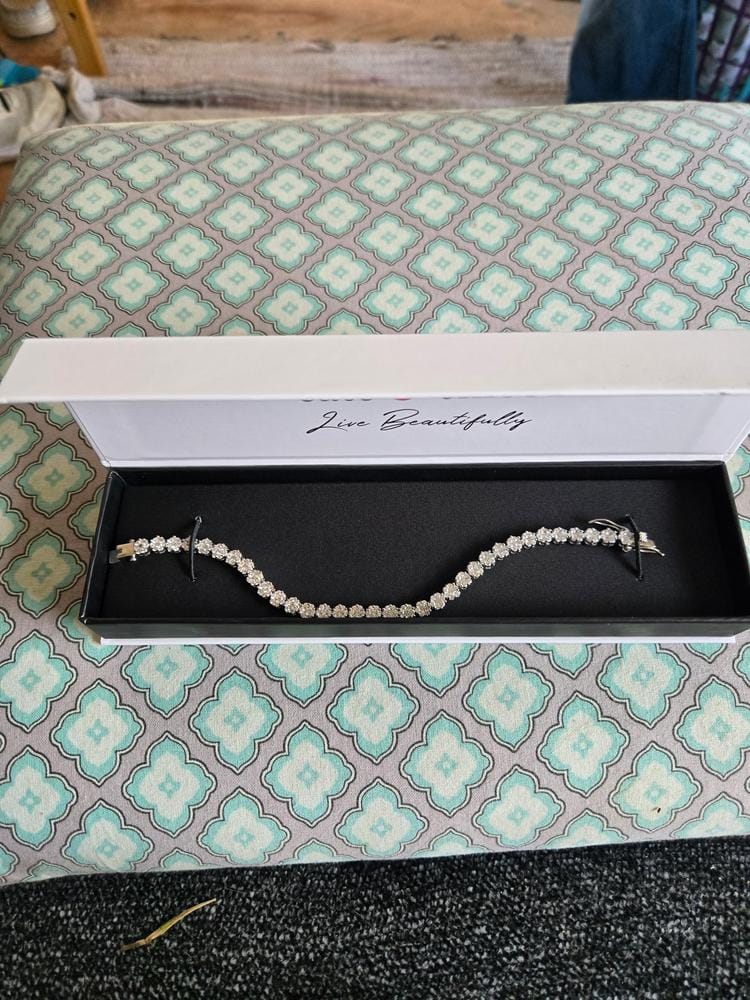 Customer photo review of Ally 18k White Gold Plated Tennis Bracelet with Simulated Diamond Crystals