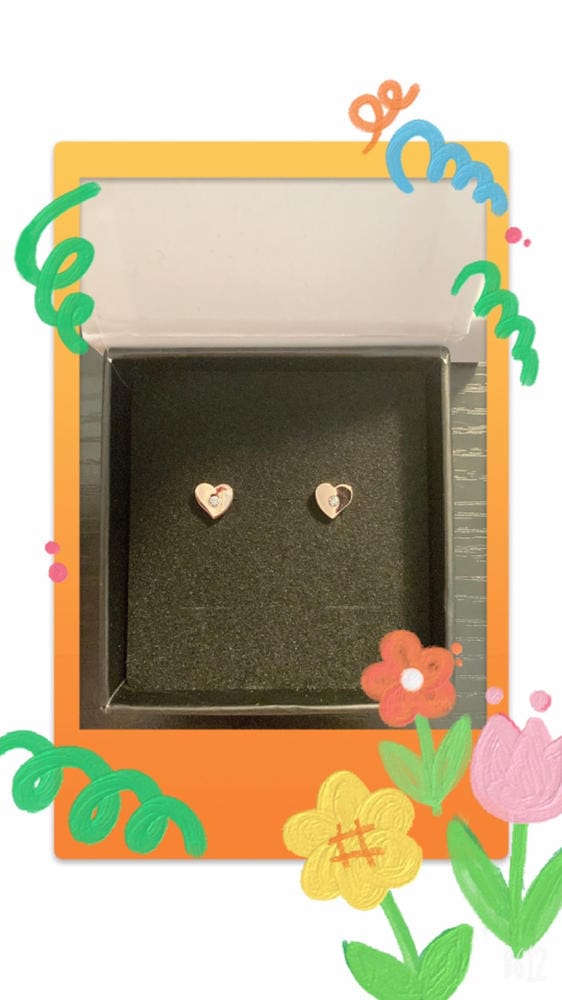 Customer photo review of Vanessa 18k White Gold Plated Heart Stud Earrings with Swarovski Crystal