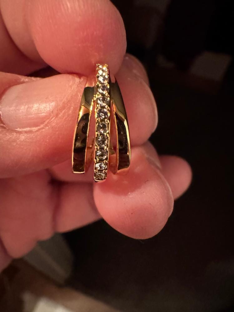 Customer photo review of Bella 18k White Gold Plated 17mm Hoop Earrings with Swarovski Crystals