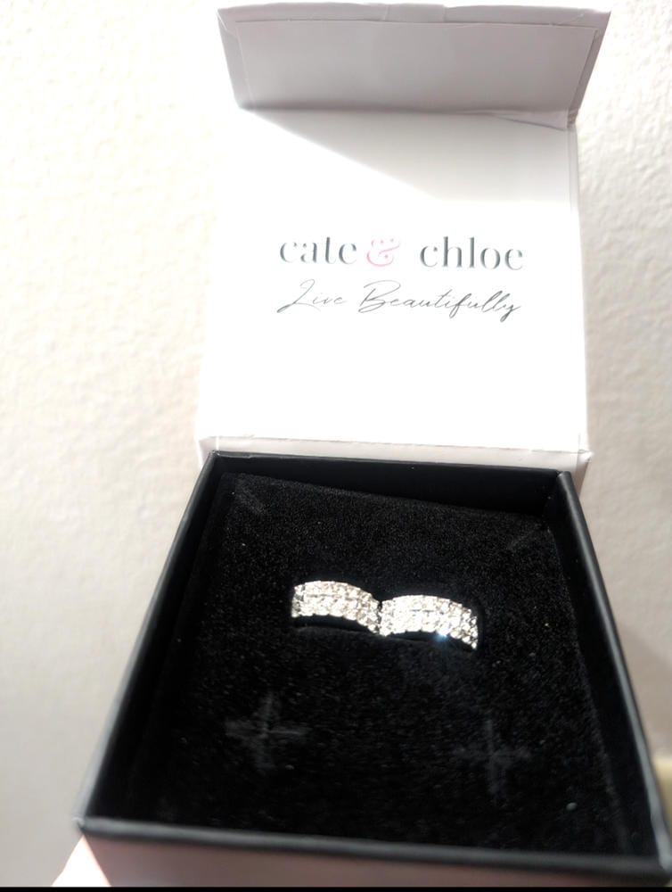 Customer photo review of Wrenley 18k White Gold Plated 16mm Hoop Earrings with Swarovski Crystals