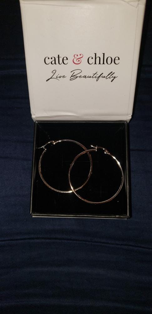 Customer photo review of Monica 18k White Gold Plated 10mm/40mm/50mm Hoop Earrings