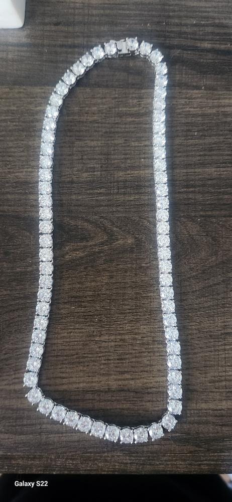 Customer photo review of Priscilla 18k White Gold Plated Tennis Necklace with Simulated Diamond Crystals