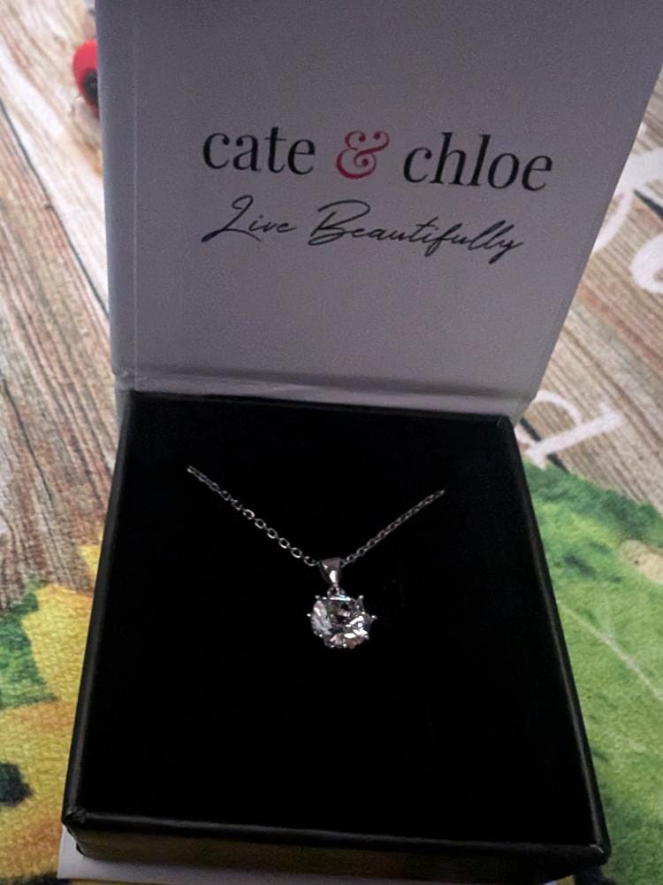 Customer photo review of Eden 18k White Gold Plated Pendant Necklace with Solitaire Round Cut Swarovski Crystal