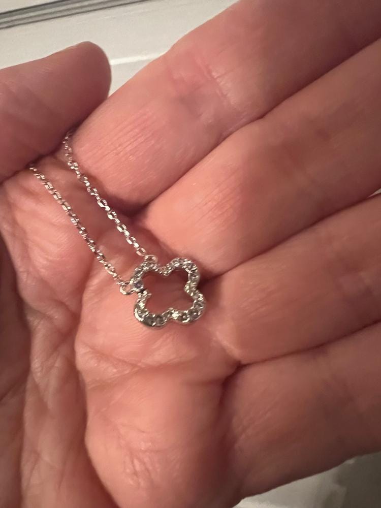 Customer photo review of Cassandra 18k White Gold Plated Necklace with Swarovski Crystals