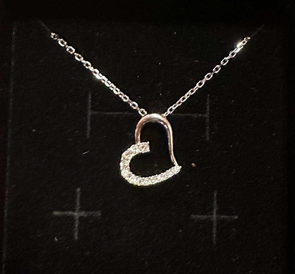 Customer photo review of Capri 18k White Gold Plated Silver Heart Necklace with Swarovski Crystals