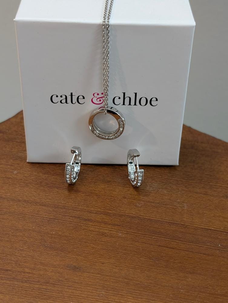 Customer photo review of Viviana 18k White Gold Plated Hoop Pendant Necklace with Swarovski Crystals