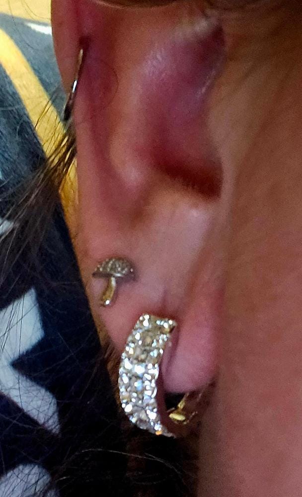 Customer photo review of Wrenley 18k White Gold Plated 16mm Hoop Earrings with Swarovski Crystals