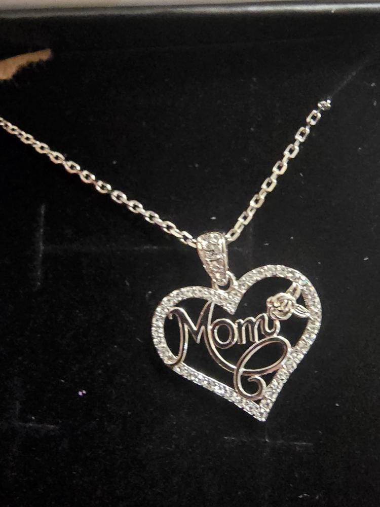 Customer photo review of Rhonda 18k White Gold Plated Mom Heart Necklace with Swarovski Crystals