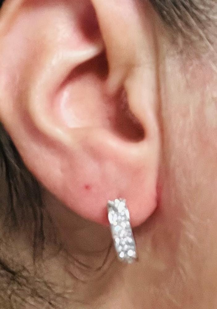 Customer photo review of Sawyer 18k White Gold Plated 16mm Crystal Hoop Earrings with Swarovski Crystals