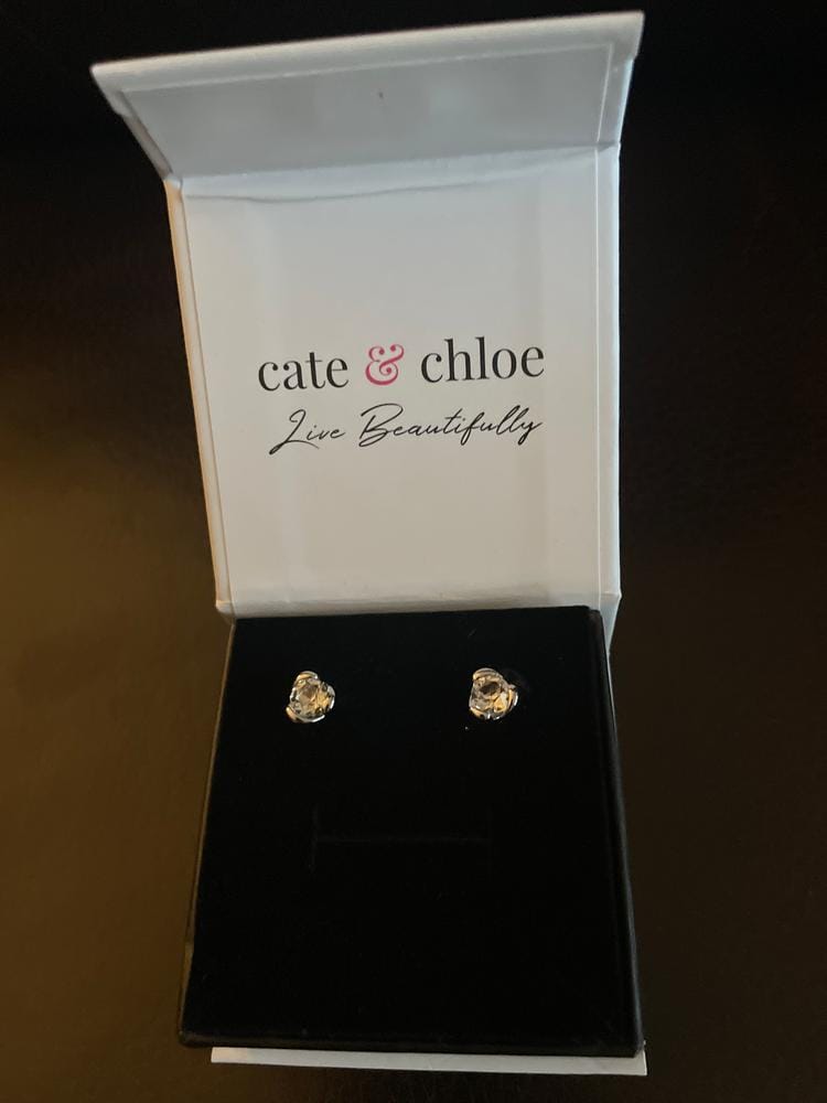 Customer photo review of Harmony 18k White Gold Plated Stud Earrings with Round Swarovski Crystals