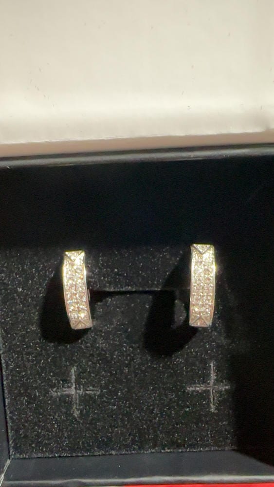 Customer photo review of Sawyer 18k White Gold Plated 16mm Crystal Hoop Earrings with Swarovski Crystals