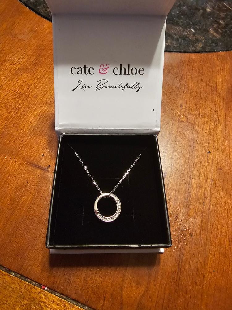 Customer photo review of Viviana 18k White Gold Plated Hoop Pendant Necklace with Swarovski Crystals