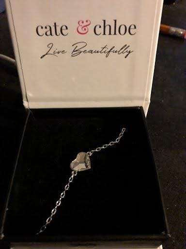 Customer photo review of Violet 18k White Gold Plated Heart Bracelet with Swarovski Crystal - Final Sale