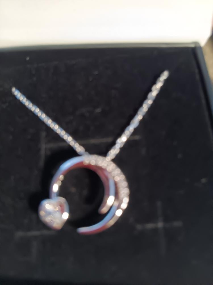 Customer photo review of Aelin 18k White Gold Plated Crescent Heart Pendant Necklace with Swarovski Crystals