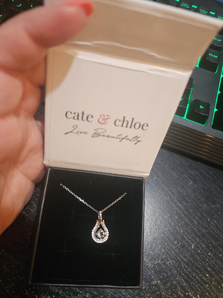 Customer photo review of Bernadette 18k White Gold Plated Tear drop Necklace with Swarovski Crystals