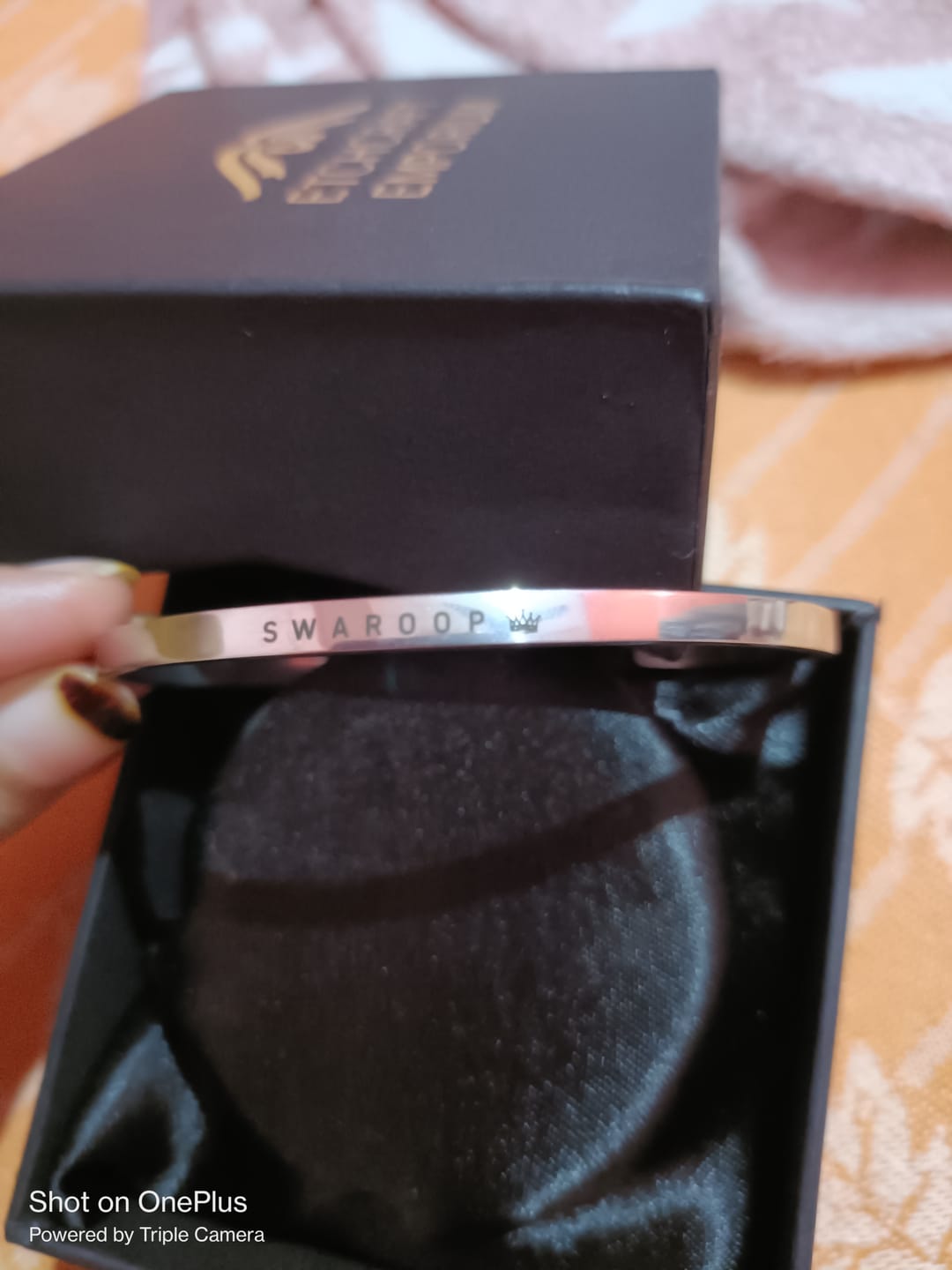 Customer photo review of Personalised Silver Bracelet