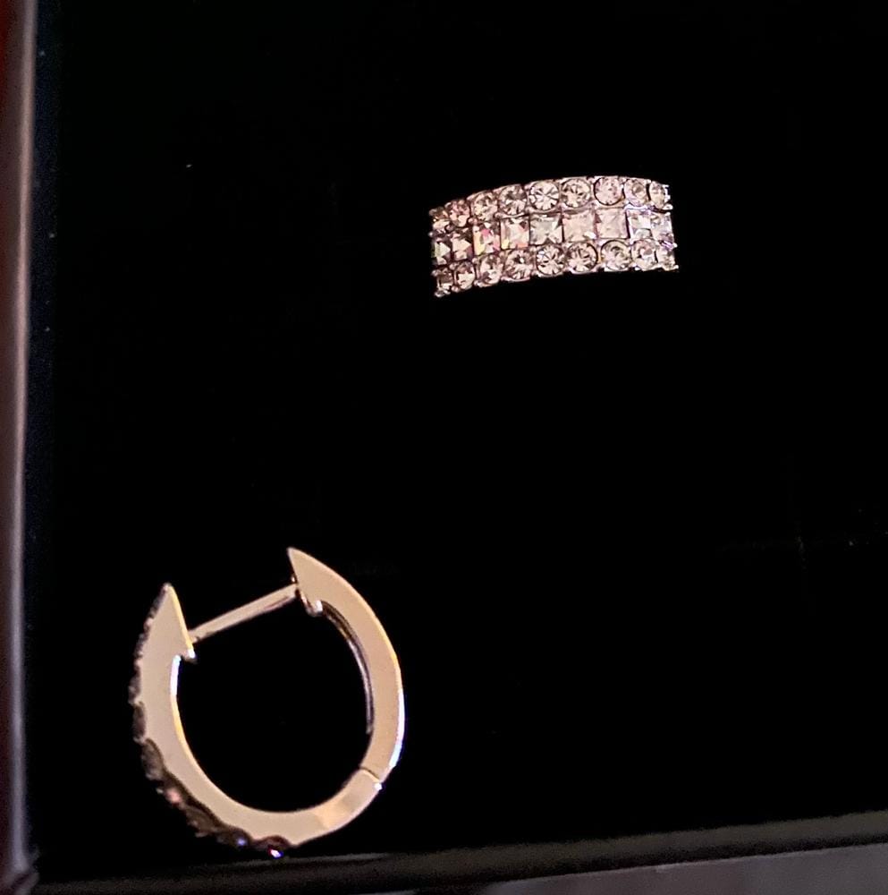 Customer photo review of Wrenley 18k White Gold Plated 16mm Hoop Earrings with Swarovski Crystals