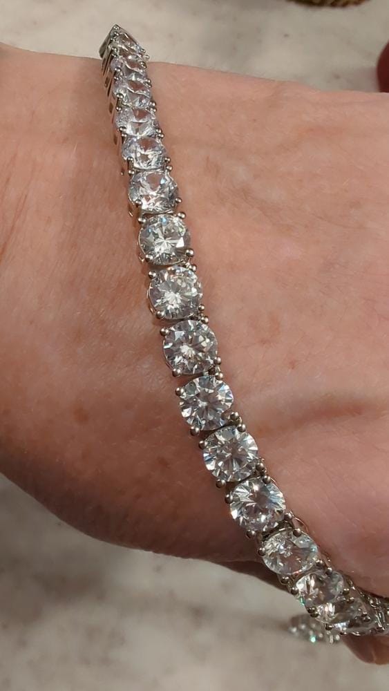 Customer photo review of Priscilla 18k White Gold Plated Tennis Necklace with Simulated Diamond Crystals
