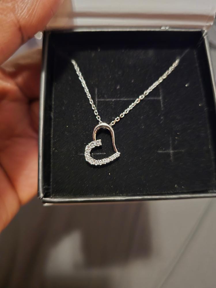 Customer photo review of Capri 18k White Gold Plated Silver Heart Necklace with Swarovski Crystals