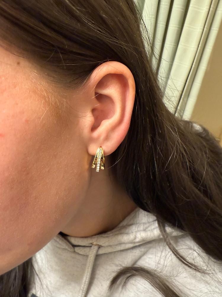 Customer photo review of Bella 18k White Gold Plated 17mm Hoop Earrings with Swarovski Crystals