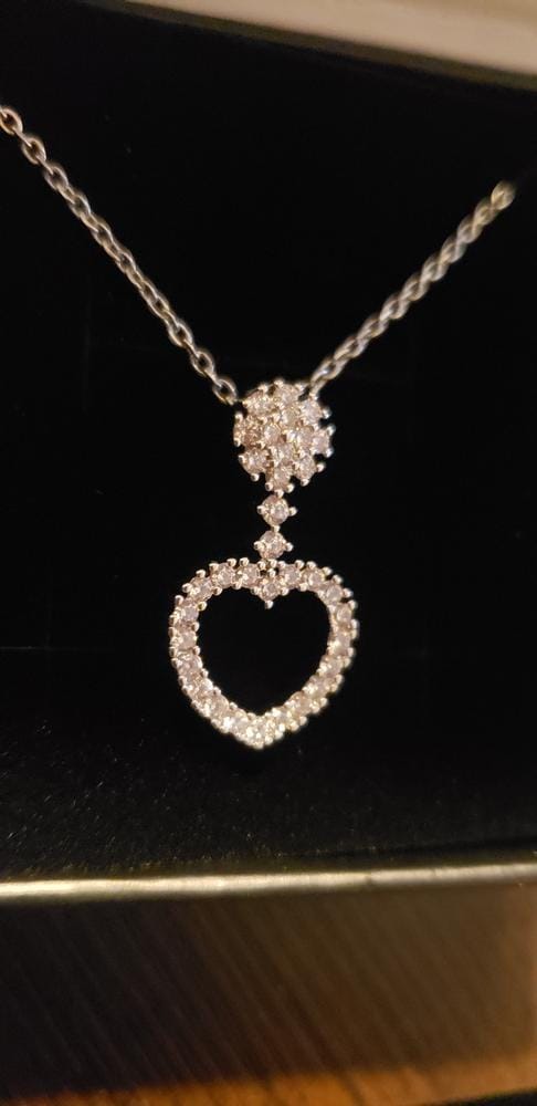 Customer photo review of Brynn 18k White Gold Plated Heart Pendant Necklace with Swarovski Crystals