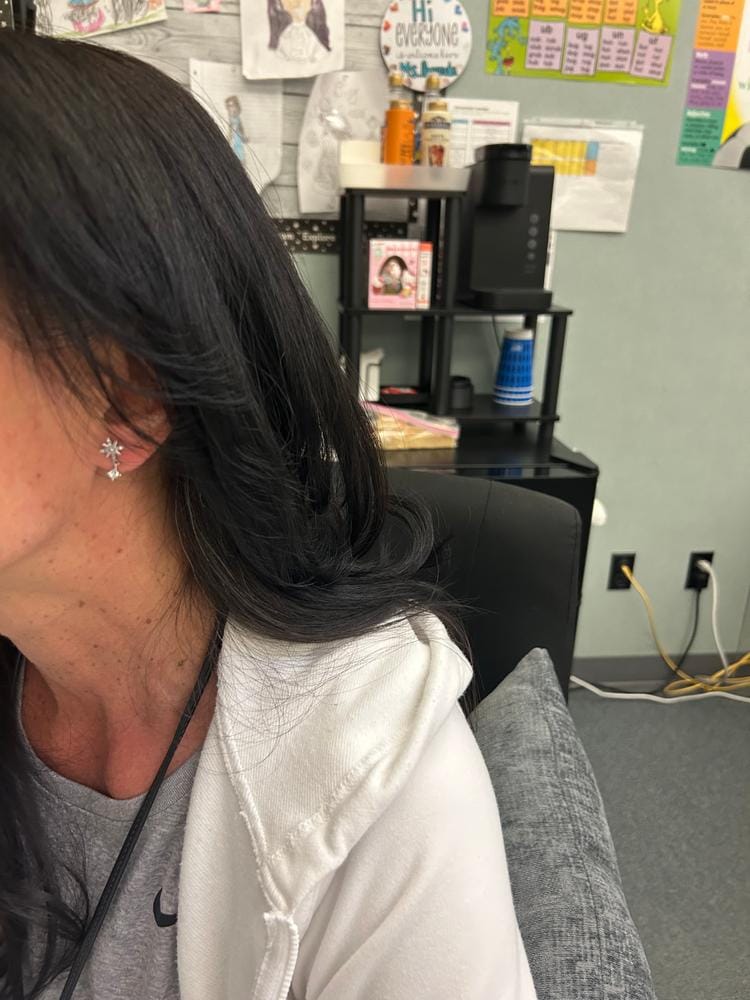 Customer photo review of Harlow 18k White Gold Plated Silver Stud Drop Earrings with Swarovski Crystals